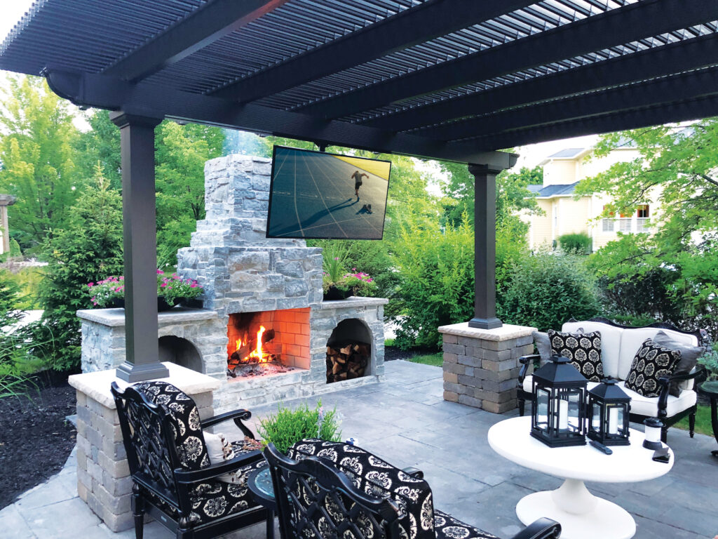 Pergola over outdoor kitchen area